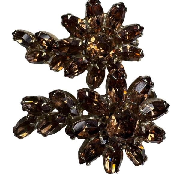 Vintage Joseph Wiesner Amber Tone Clip On Earrings - Picture 3 of 4